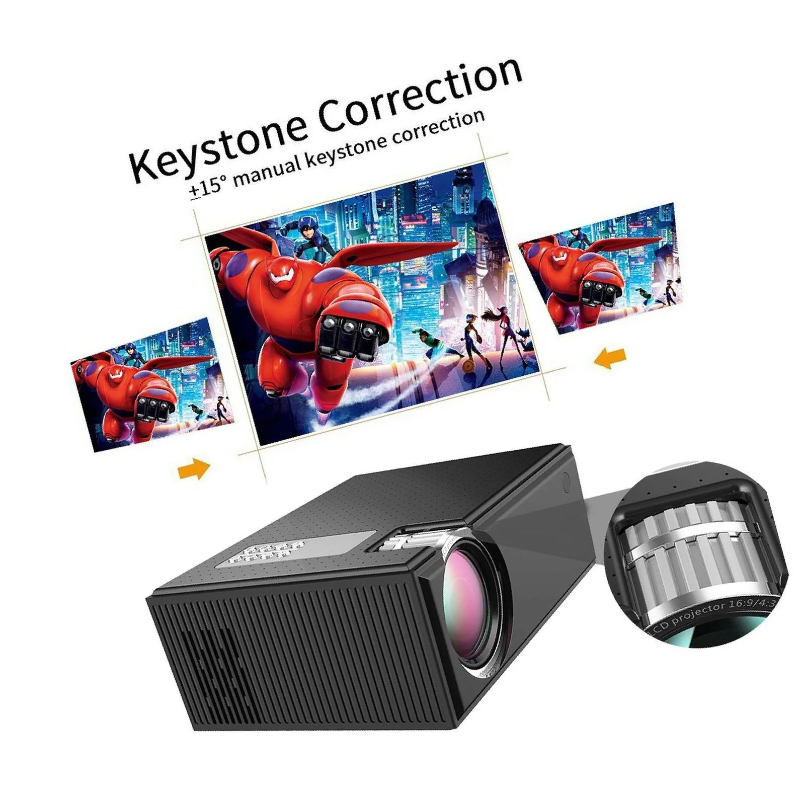 MINI Projector, 1080x800 Resolution, LCD Portable 3D Beamer for 4K Home Cinema