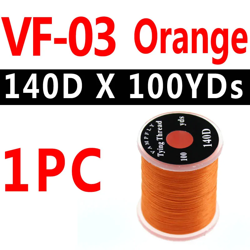 color 03 orange 1 шт. 140D нить для завязывания мух для размера 6~ 14 мух форель бас материал для завязывания мух красный оливковый красный серый со стандартной Бобиной - Цвет: color 03 orange