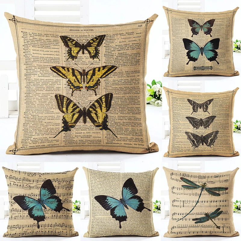 2016 Ретро стиль высокое качество подушка с бабочкой Almofadas льняная Подушка