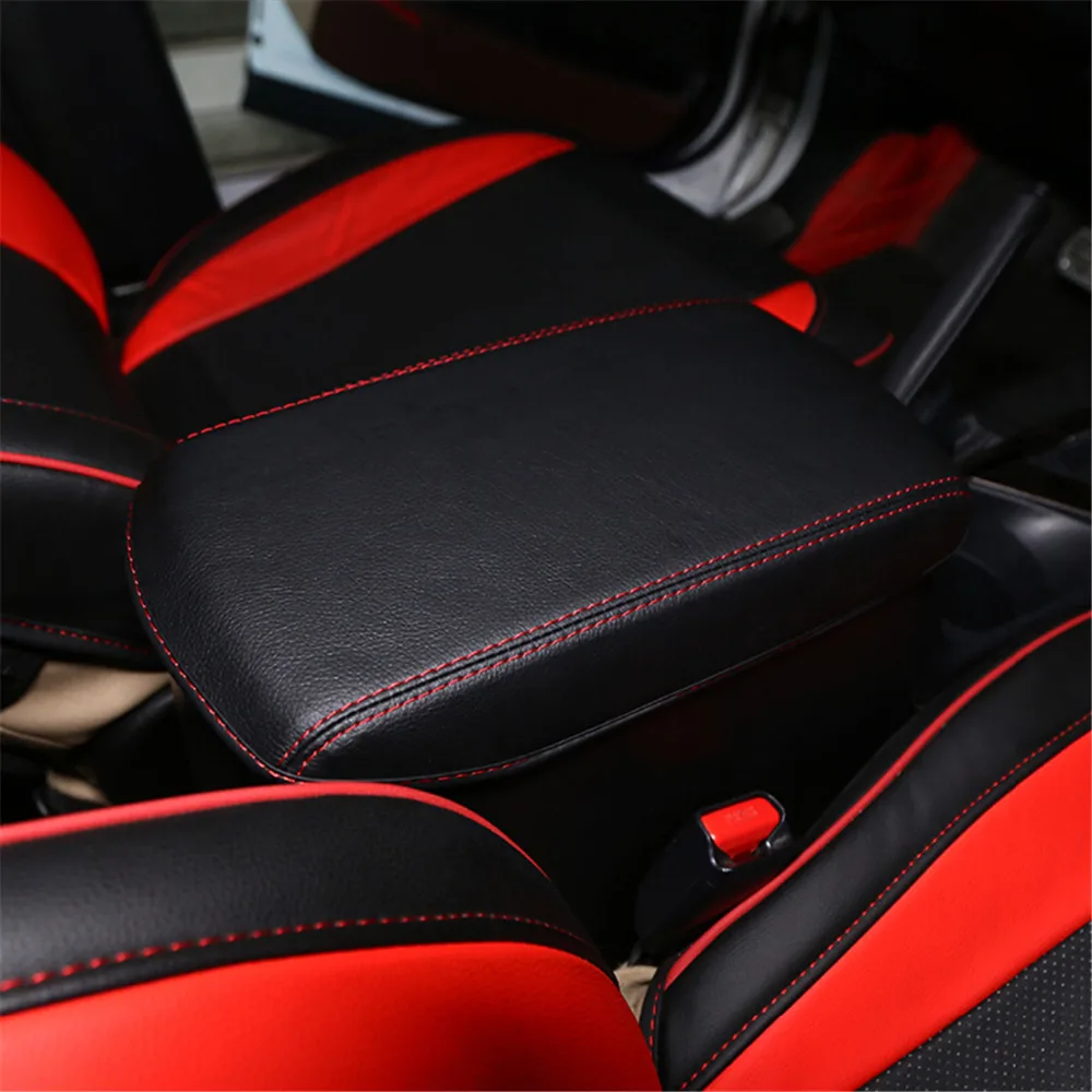 Подлокотника для Toyota RAV4 из искусственной кожи красный/черный стежков подлокотник коробка в центральную консоль Крышка для RAV4