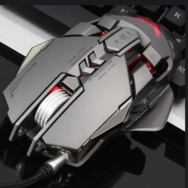 Silver Wired Mouse Профессиональная Проводная игровая мышь, 7 кнопок, 4000 точек/дюйм, Usb компьютерная геймерская мышь, светодиодная подсветка, позиционирование, эргономичный дизайн F1 - Цвет: Silver Wired Mouse