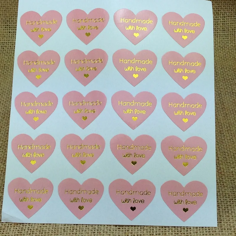 Золотые наклейки ручной работы с любовью розовые ярлыки для запечатывания
