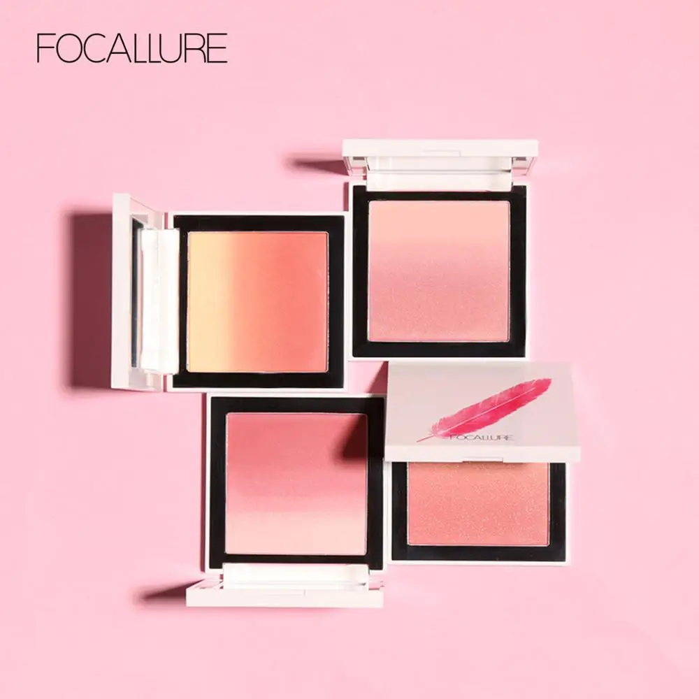 FOCALLURE Румяна для лица Палитра натуральный розовый щек шелковистая оранжевая пудра Румяна водонепроницаемые Румяна для лица с зеркалом