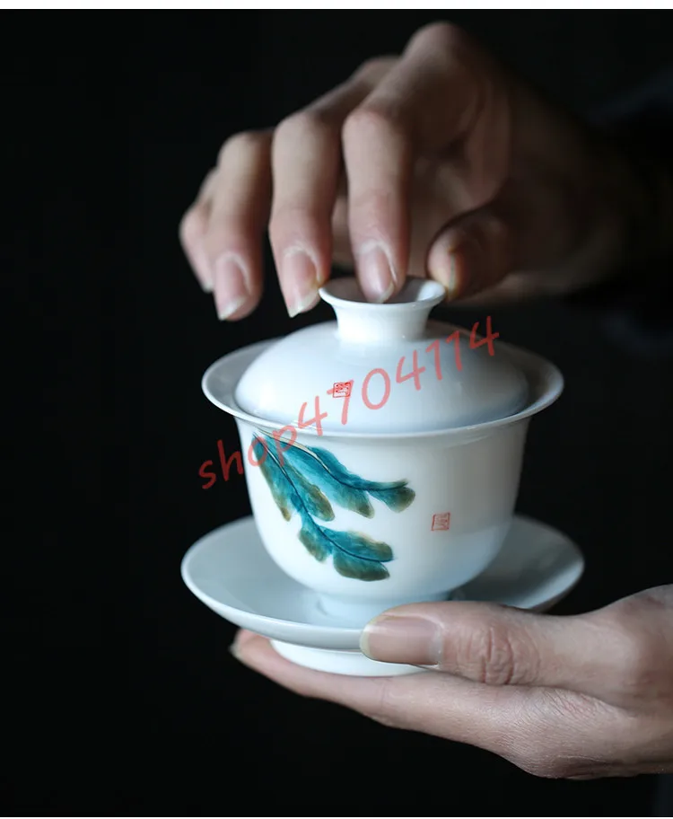 

Jingdezhen pure hand-painted banana, ceramics, caps bowls, Chinese tea cups, exquisite crafts tea ceremony supplies