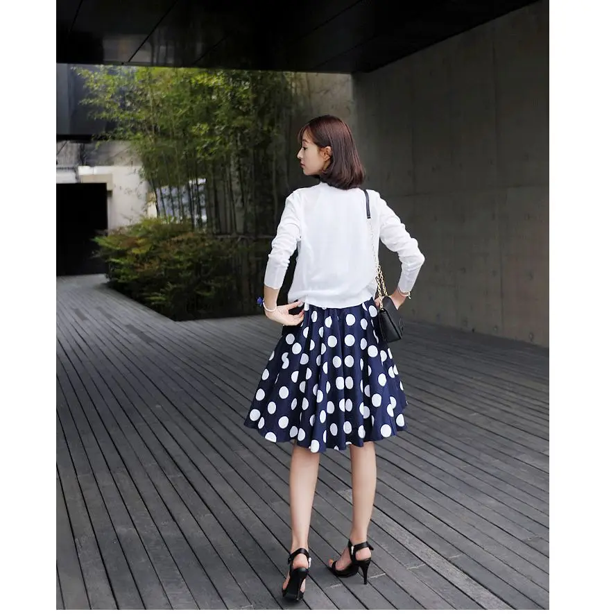 Женская Повседневная юбка в горошек Ретро Винтаж черный и белый 2XS-9XL размера плюс