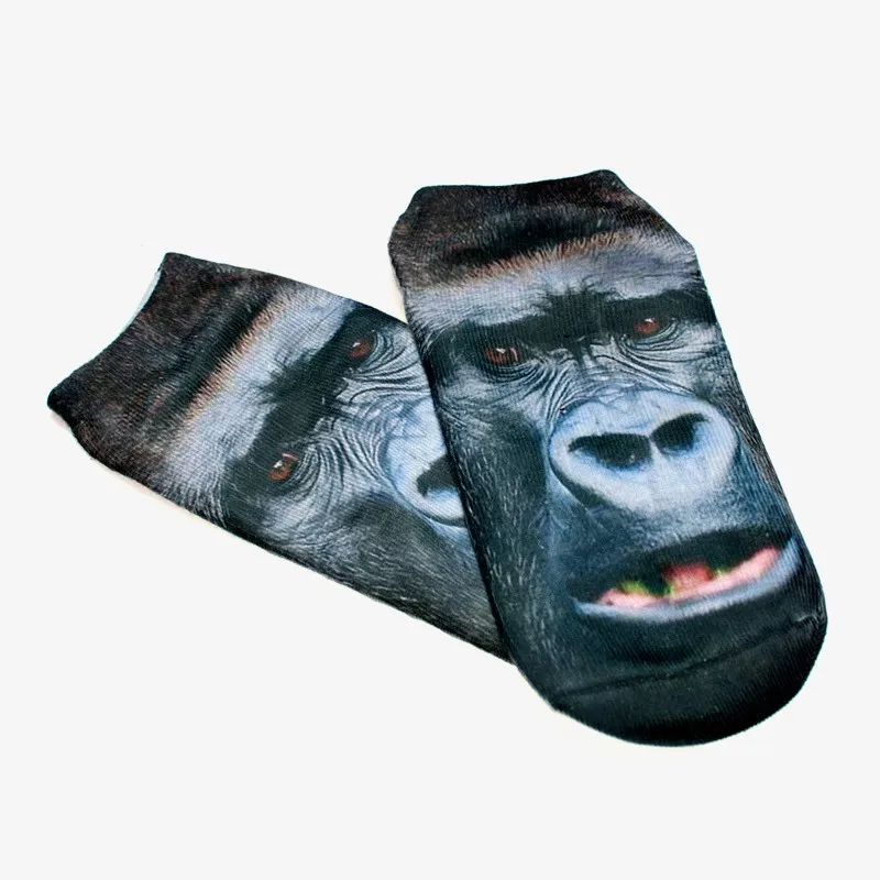 Низкие носки 2016 модные женские короткие с принтом животных gorilla|sock supplier|sock pouchsock