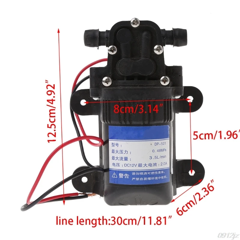 DC 12V 3.5L/M 0.48MPa высокого давления микро мембранный самовсасывающий Водяной насос