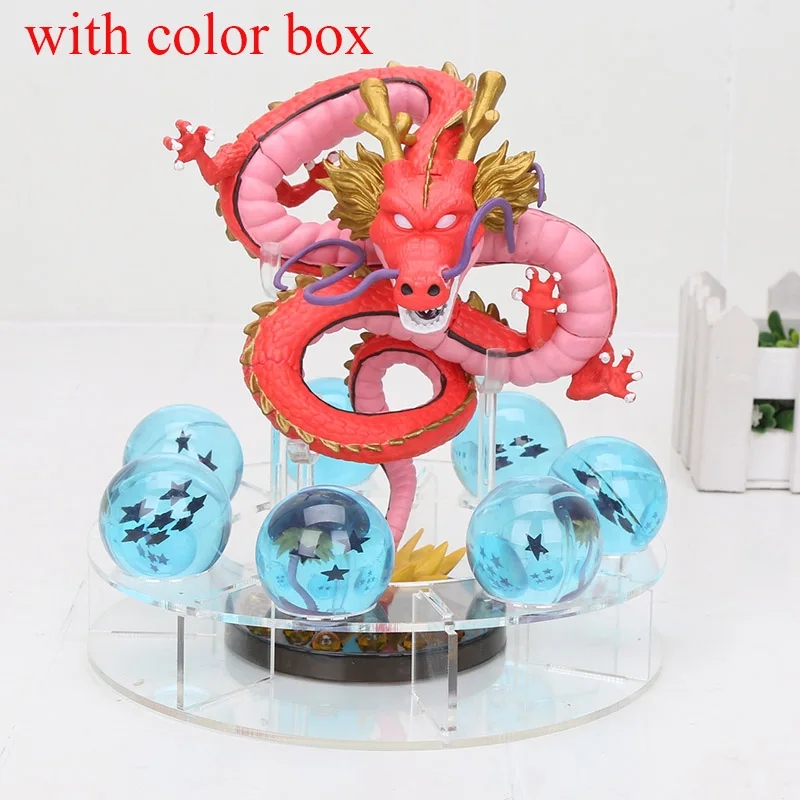 15 см Dragon Ball Z фигурки Shenron Dragonball Z Набор фигурок Esferas Del Dragon+ 7 штук 3,5 см Мячи+ полка фигурки DBZ - Цвет: red blue with box