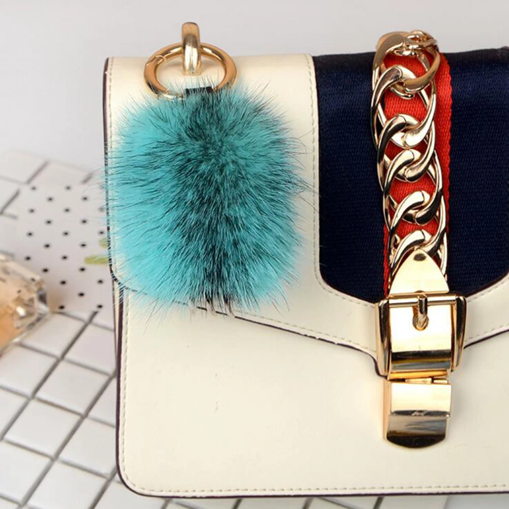 Пушистый мех норки Помпон милый Волчья лапа цепочка для ключей модная женская
