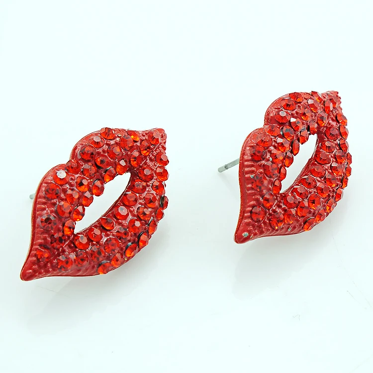 Новые высококачественные модные серьги красные стразы женские гвоздики подарок