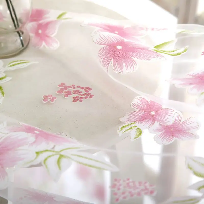 Sheer Voile Tulle Window tulle Curtains Bedroom Living Room Balcony Flowers Printed Tulip Sun-shading Translucent Curtain