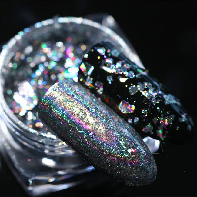 0.2g Holo Silver BORN PRETTY шампанского голографический блестящий для ногтей порошок розовое золото зеркало Радуга Дизайн ногтей порошок хромового пигмента 0,8 г УФ Гель-лак - Цвет: 0.2g Holo Silver