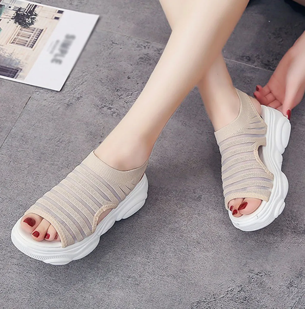 JAYCOSIN Women Sandals Summer New Female Shoes Wedge Comfortable Sandals Ladies Slip-on Sandals Breathable Sandalias 618W