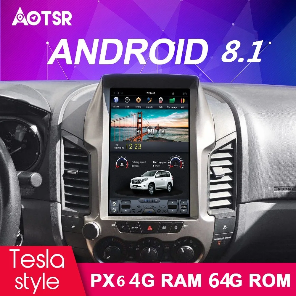 Buit in carplay Android 8 1 4 + 64 ГБ Автомобильный DVD плеер без GPS Navi для Ford Ranger 2011 2016 Мультимедиа