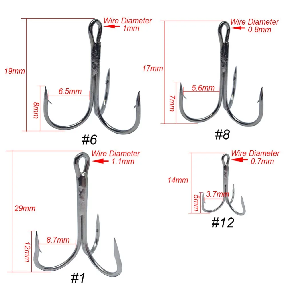Крючки для морской рыбалки INFOF из углеродистой стали тройные 50 шт.
