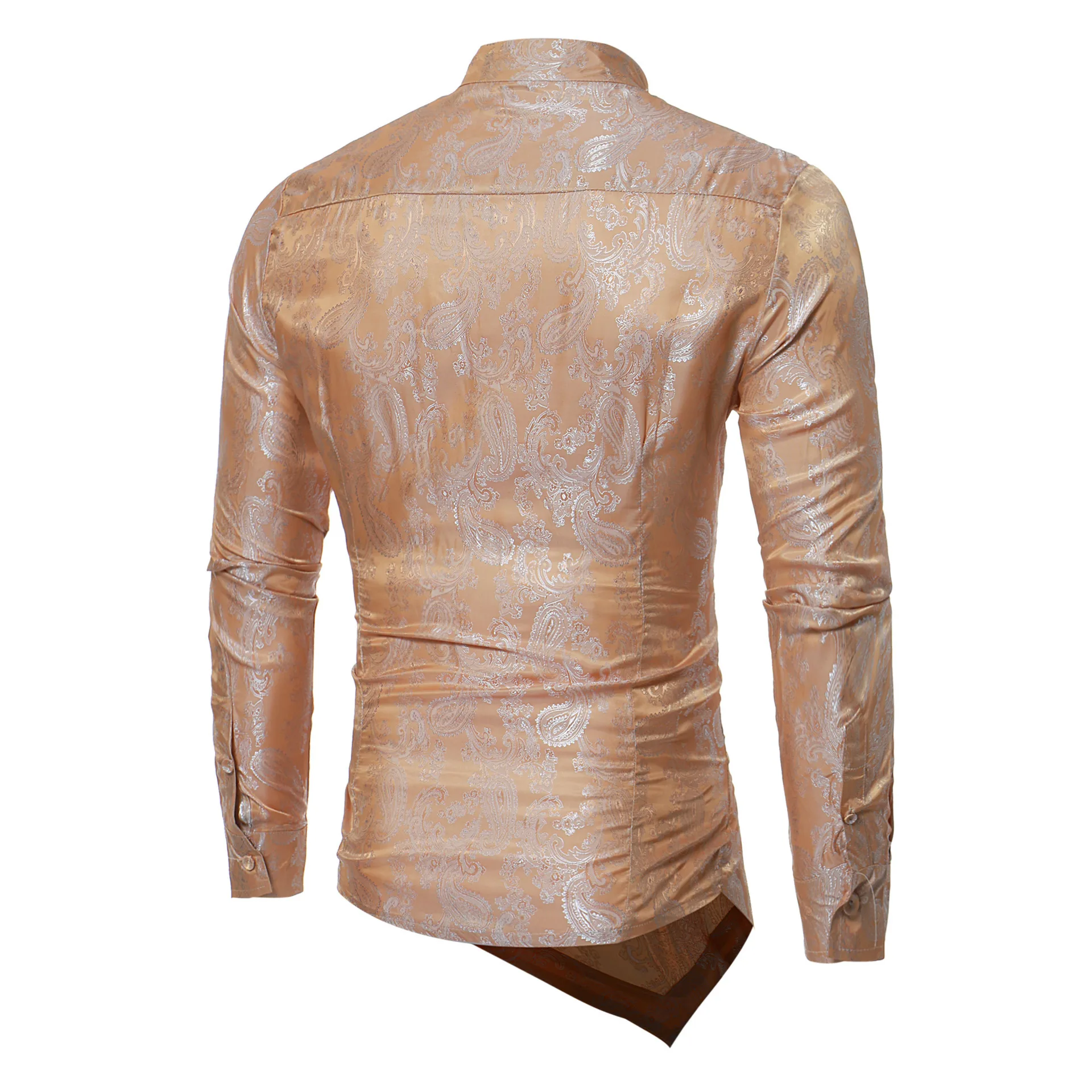 Жаккардовая Асимметричная рубашка с воротником стойкой и длинными рукавами