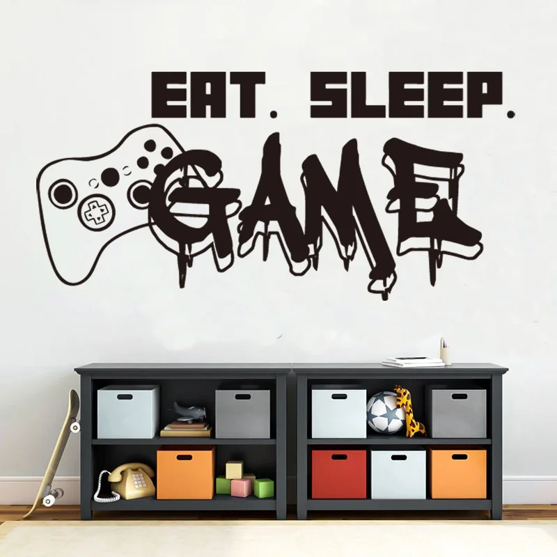 Наклейка на стену для геймера Eat Sleep Game Controller видео игры настенные наклейки по