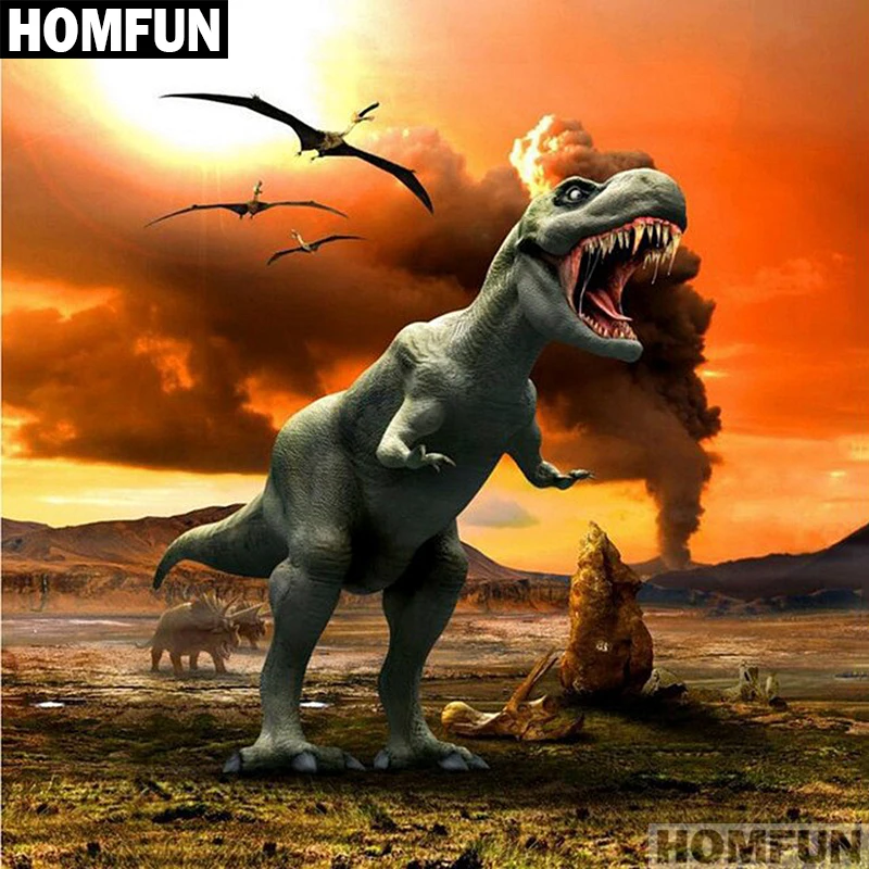HOMFUN краска с Алмазная вышивка &quot рисунками животных динозавр&quot алмазов картина