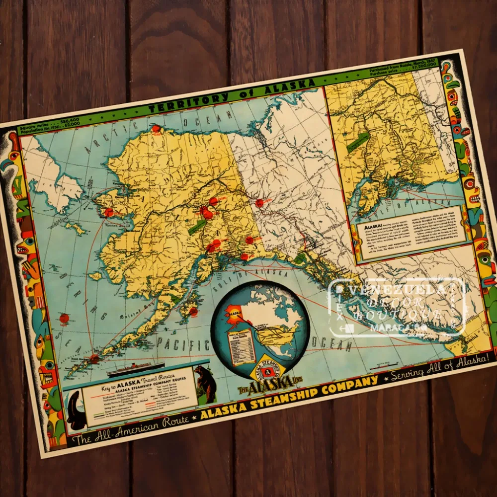 Распродажа Alaska Segmentation Maps Классическая винтажная ретро крафт декоративная карта