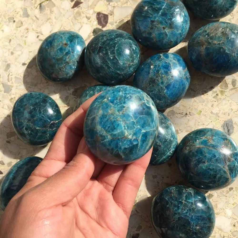 1PCS Natural Blue Apatite Crystal Gemstone Reiki Healing Chakra Freeform Polished Palm Stone Wholesale | Дом и сад