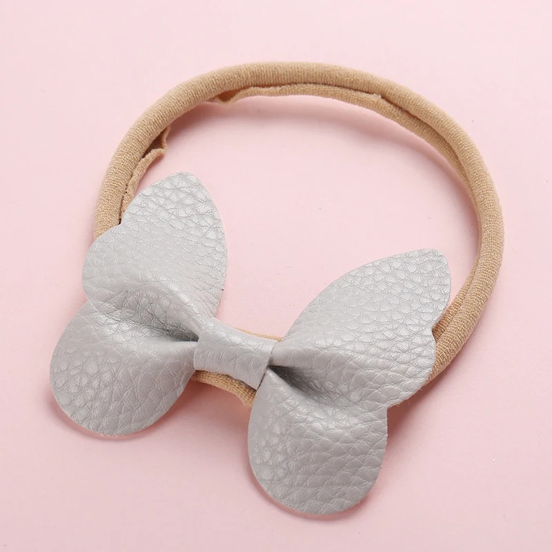 Dejorchicoco Child Girls Butterfly Bow Nylon Headbands For Handmade Pu Leather Kids Head Bands Hair Accessories | Детская одежда и