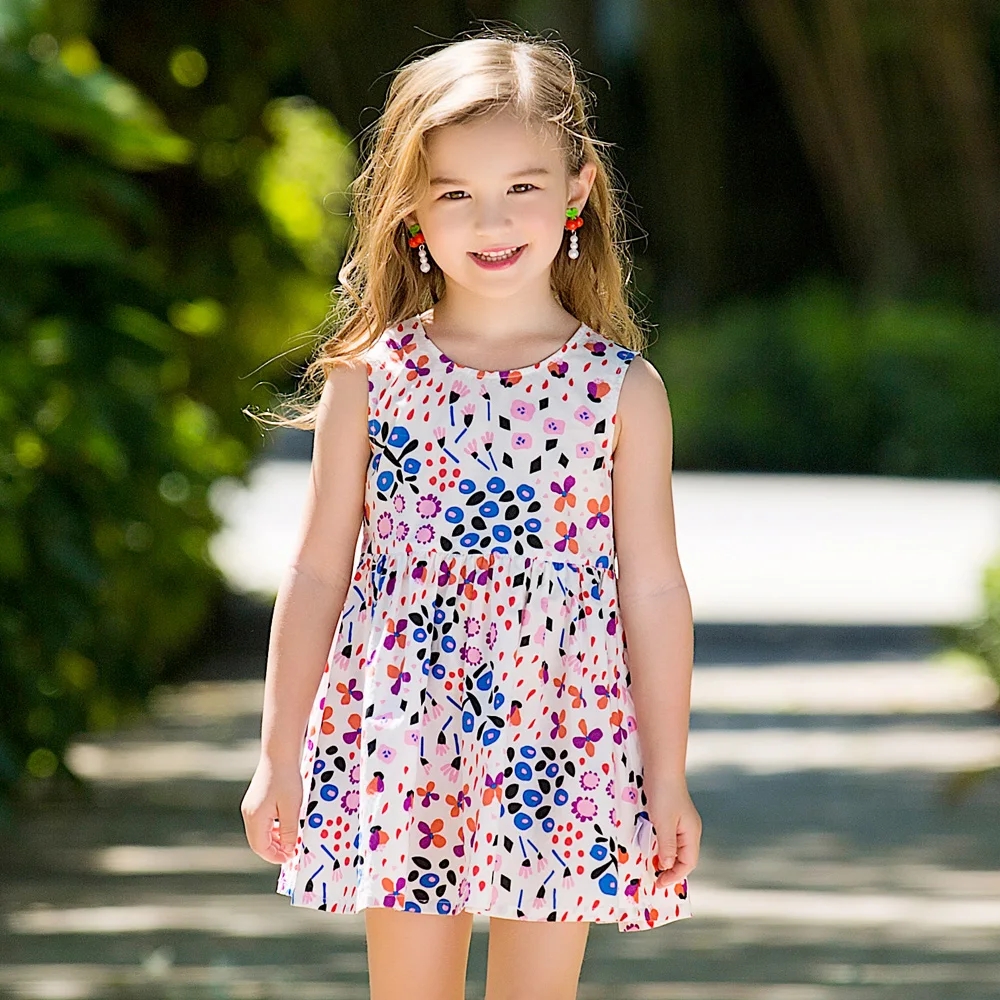 Balabala girls Floral dresses cute cotton Sleeveless dress for baby girl children clothing costume 2018 summer | Детская одежда и