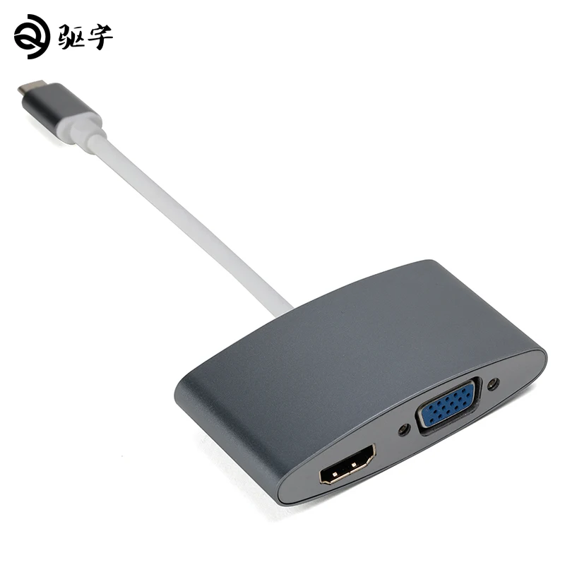 USB-C концентратора Тип C до 4 К HDMI VGA 1080 P адаптер для Macbook/Chromebook | Компьютеры и офис