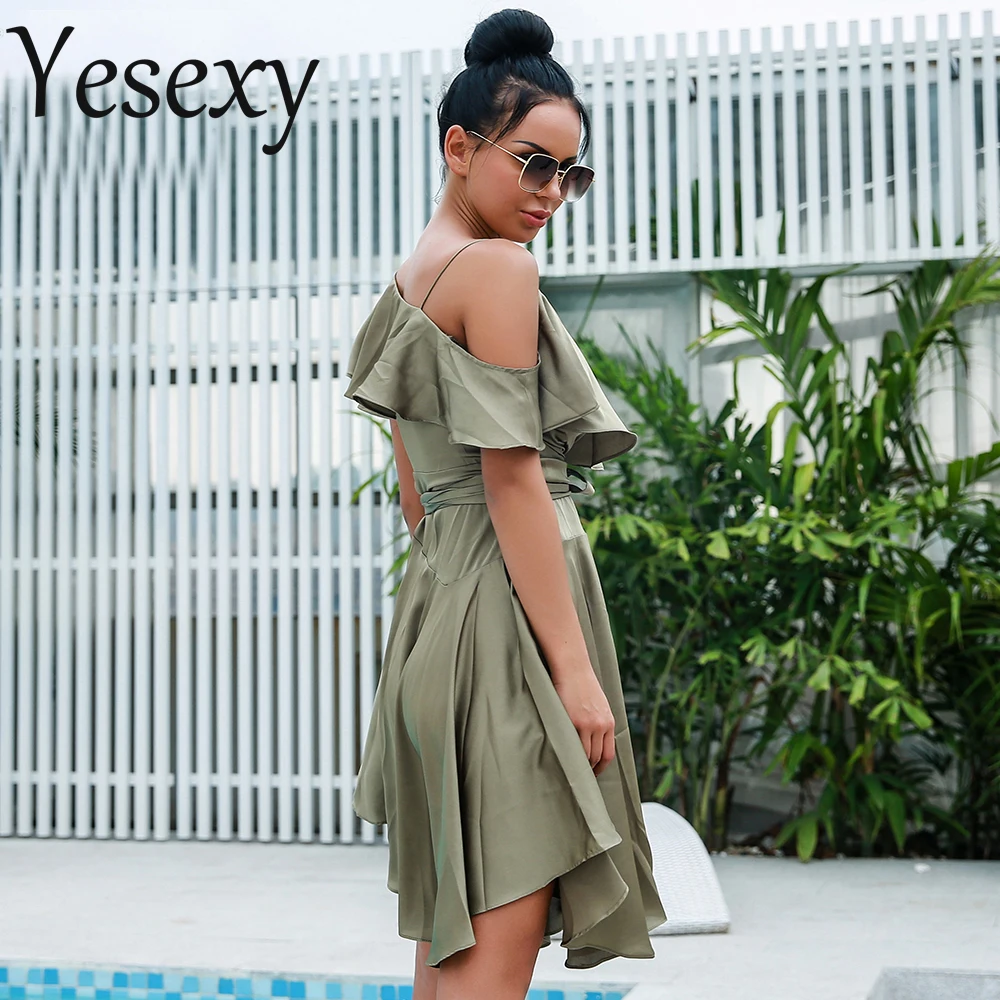 Женское мини платье Yesexy с глубоким вырезом и поясом VR18384 2020|Женские платья| |