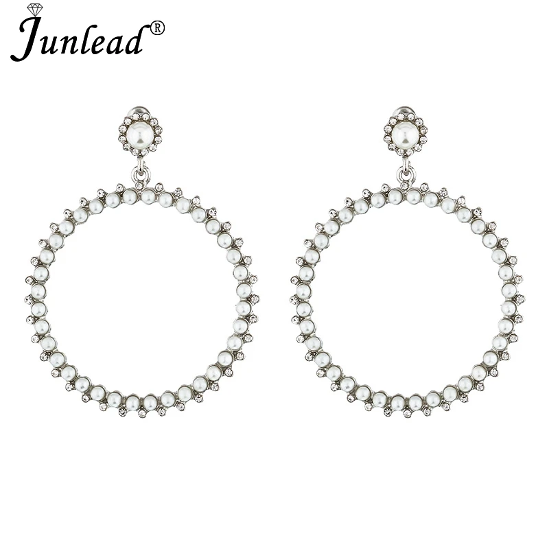 Junlead модные Стиль Boho себе Роскошные хрустальные серьги круглый жемчуг падение