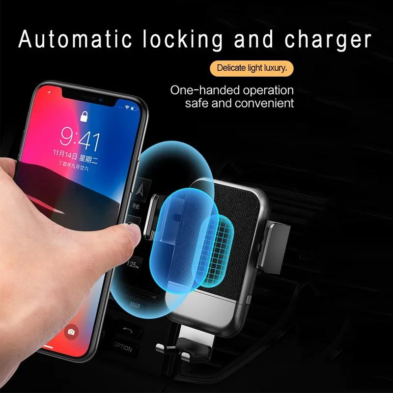 LINGCHEN Автомобиль Air Vent Qi Беспроводной Зарядное устройство для iPhone X XS Max XR 8 зарядка