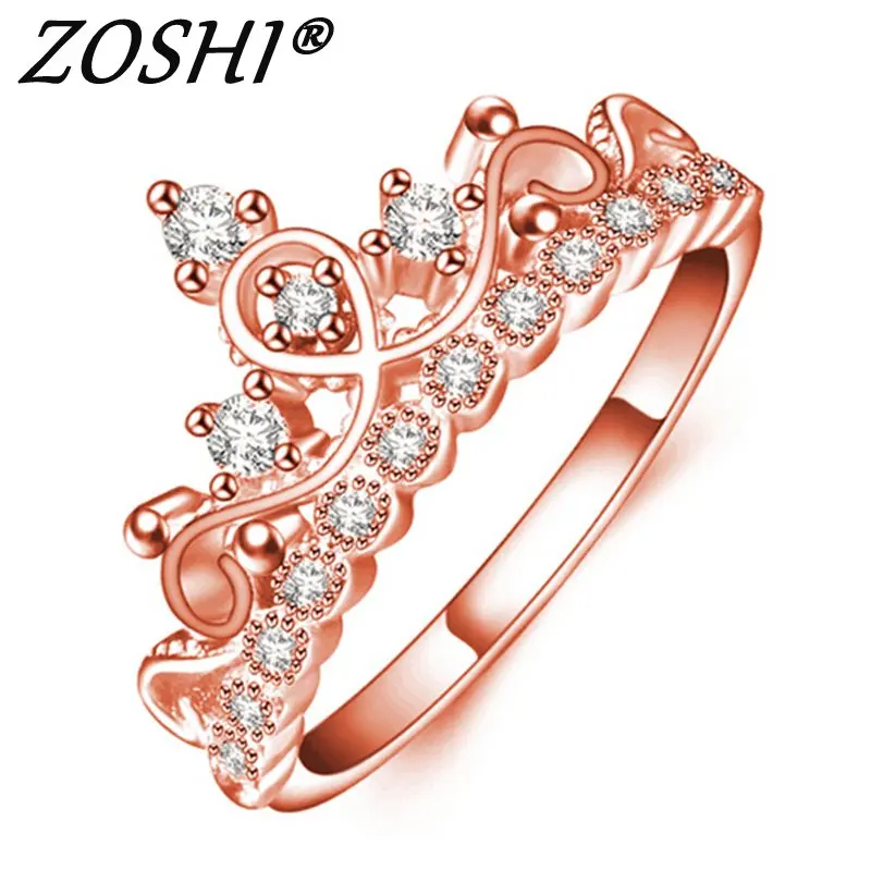 Принцесса Корона Кольца для женщин AAA кубический цирконий микро проложить