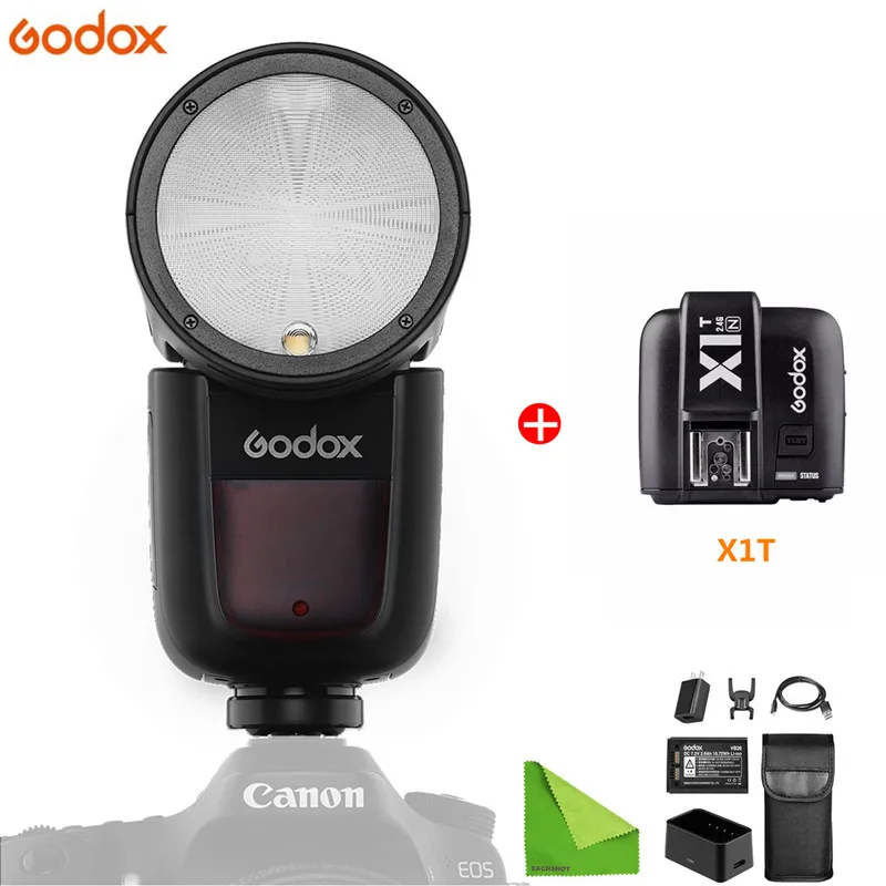 Godox V1 V1-N литий-ионным ttl на Камера круглая вспышка для Canon Nikon sony фужи Олимпус Speedlite 1/8000 s HSS литиевая батарея - Цвет: Godox V1 Add X1T