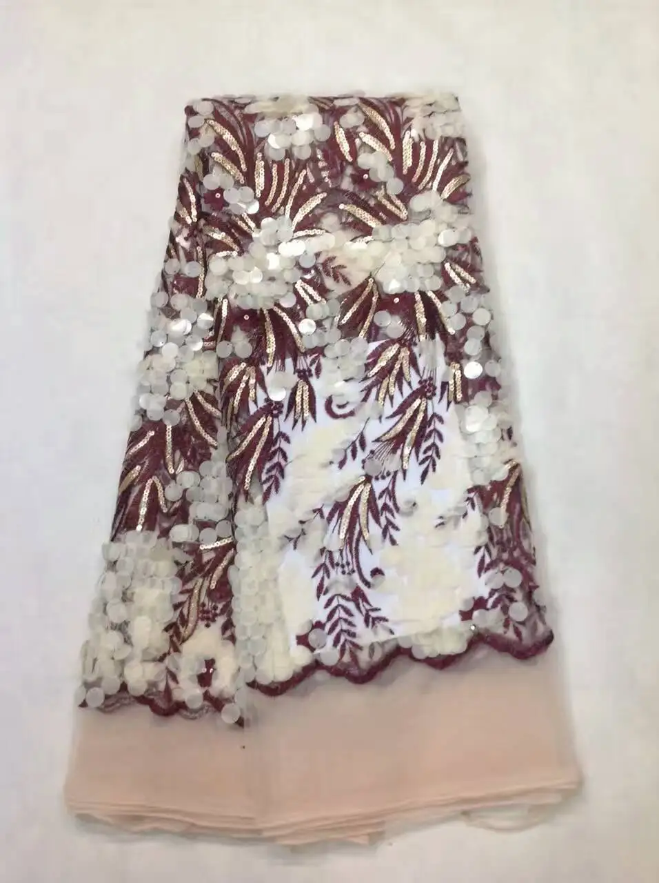 

Hot French Nigerian sequins net lace,African tulle mesh lace fabric high quality for party wedding dress 5yards/lot KL10772