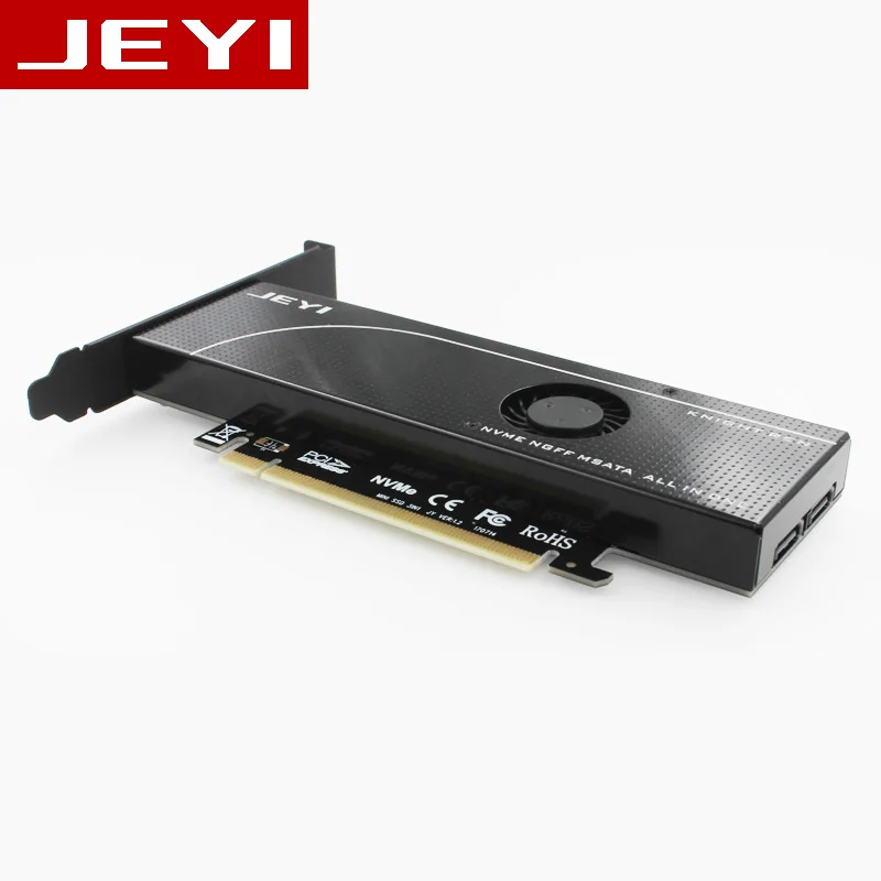 JEYI KNIGHT PCIE3.0 NVME адаптер x16 PCI-E полная скорость M.2 2280 алюминиевый лист теплопроводность кремния Вафля Вентилятор охлаждения SSD