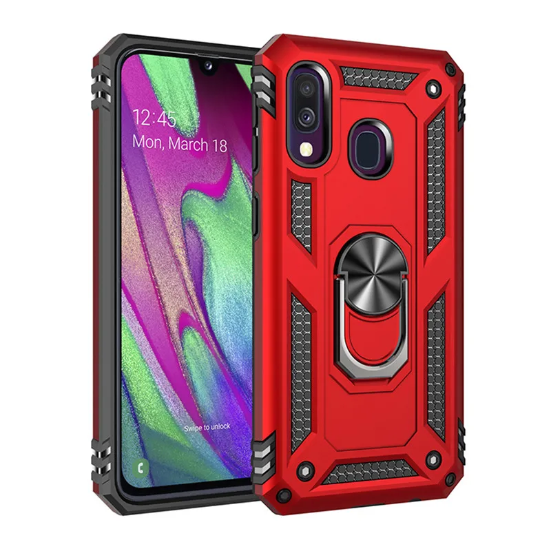 Роскошный чехол с магнитным кольцом для Samsung Galaxy A40 A50 A70 силиконовый армированный