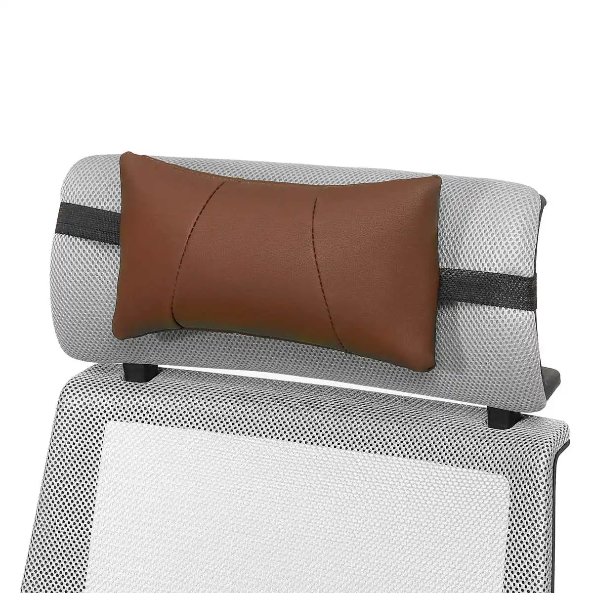 Coffee Headrest Роскошная мягкая кожаная Автомобильная подушка для шеи на заднее сиденье, поясничная поддержка, массажер, поясная подушка, подушка для стула, сиденье, облегчение боли - Название цвета: Coffee Headrest