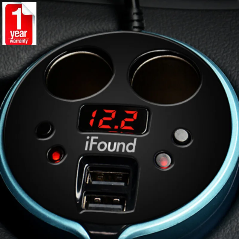 2 USB Автомобильное зарядное устройство для внедорожника, лодки, подстаканник, две розетки для прикуривателя, адаптер питания, порты, светодиодный, авто SVU для iPhone Plus, MP3, Ipad