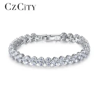 czcity shining roman chain bracelet for women luxury 2 75mm cubic zirconia inlay charm bride wedding bracelets bangles jewelry