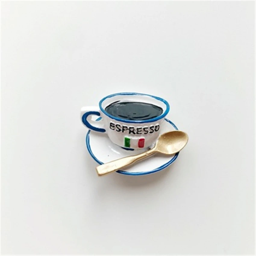 

Creative Three-dimension Coffee Food Vegetable Pattern Refrigerator Magnetic Resin Stickers Home Decoration Cute Style Fun Life