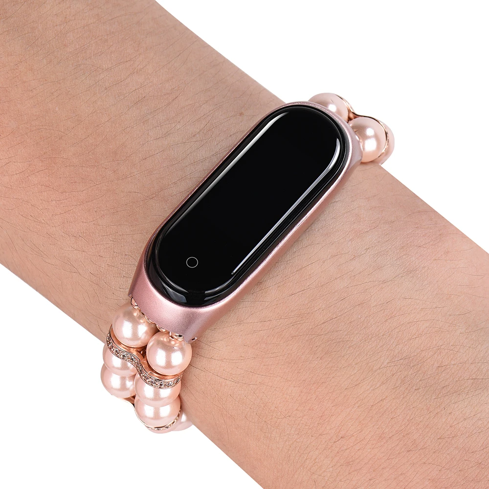 Браслет UEBN для Xiaomi Band 4 с жемчужинами и духами металлический корпус сменный