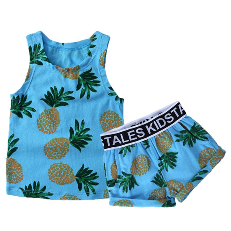 RT-237 Summer clothes for kids Set of cotton T-shirt Pants vest suit Clothes little boys and girls 0-24m Lovely Brand suits | Детская