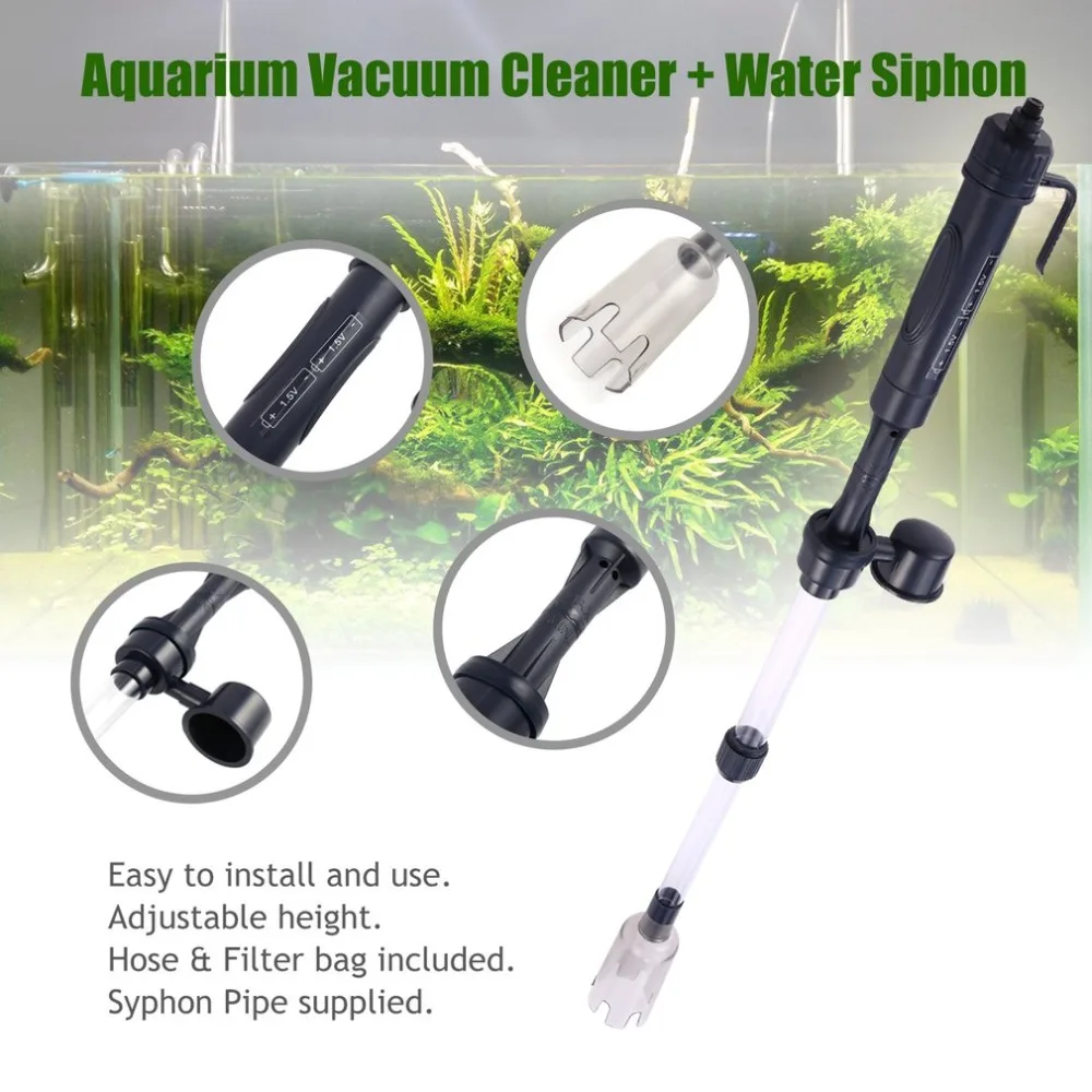 Аквариум Батарея Syphon Управляется Fish Tank Вакуумный Гравий фильтр для воды очистить