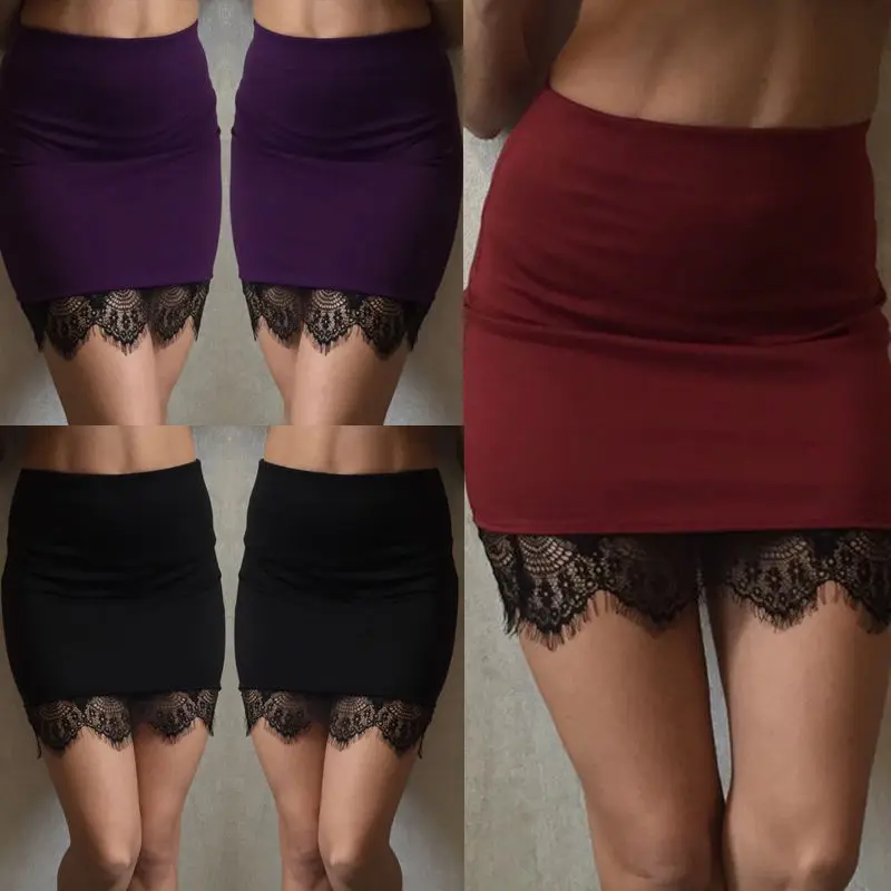 High Waist Short Bodycon Mini Skirt Pencil Skirts Sexy Women Lady Formal Lace Stretch | Женская одежда