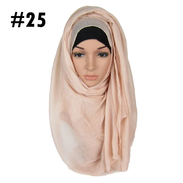 25 light pink Цельный хиджаб шарф твердый вискозный хиджаб мусульманский шарф хиджаб ислам Свадьба Макси-шали женская голова Обертывания Весна - Цвет: 25 light pink