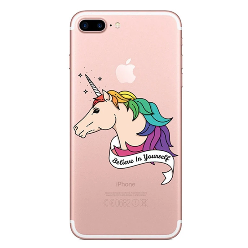 Чехол для iPhone X 8 7 6S 6 5 5S se с милым единорогом Ультратонкий Мягкий ТПУ чехол Plus Capas |