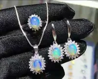 fine jewelry 925 silver jewelry multiple color women natural opal jewelry engagement wedding sets without chain