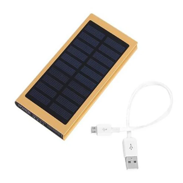 Gold Повербанк Солнечный Мощность bank 10000 мАч Ultra Slim Dual USB светодио дный светодиодный свет внешний Baterry мАч 10000 запасные аккумуляторы для телефонов iPhone X 8 7 6s Xiaomi Mi - Цвет: Gold