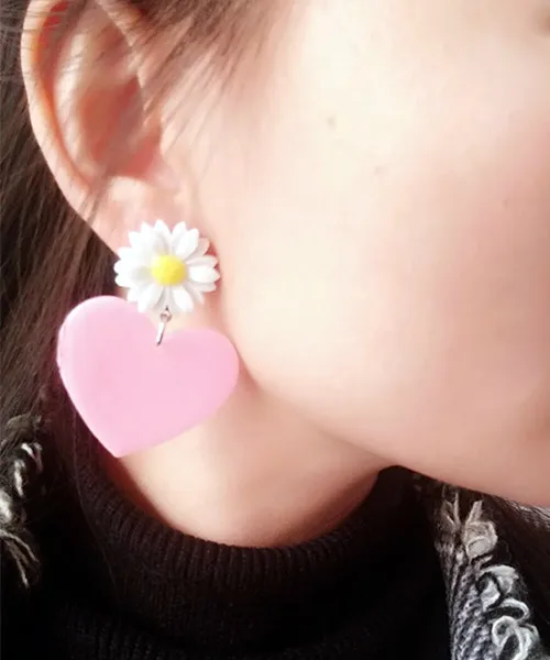 Acrylic boucles d'oreilles ethnique fashion jewelry for cute girl dasiy and heart earrings | Украшения и аксессуары