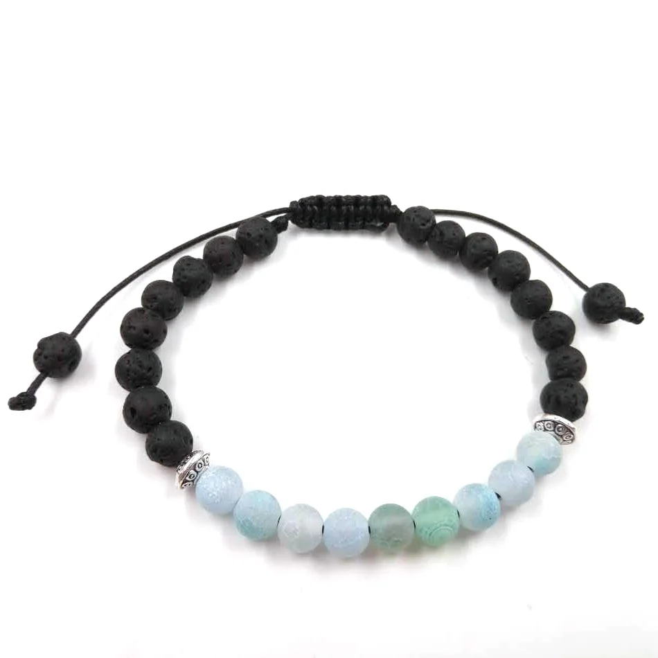 Регулируемый браслет из лавы и бусин для мужчин 6 мм тибетский Будда Йога Малый