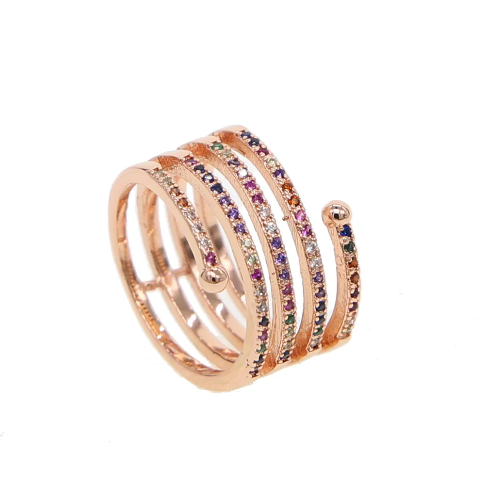 Женское кольцо с микрозакрепкой разноцветное модное высококачественное